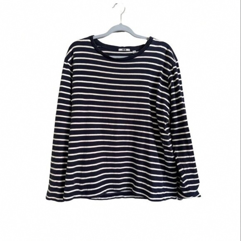 Uniqlo Navy and White Striped Top